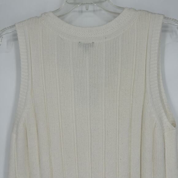 Talbots Tunic Sweater Vest Ivory Cream Ribbed Knit Sleeveless Classic Size M - Picture 6 of 9